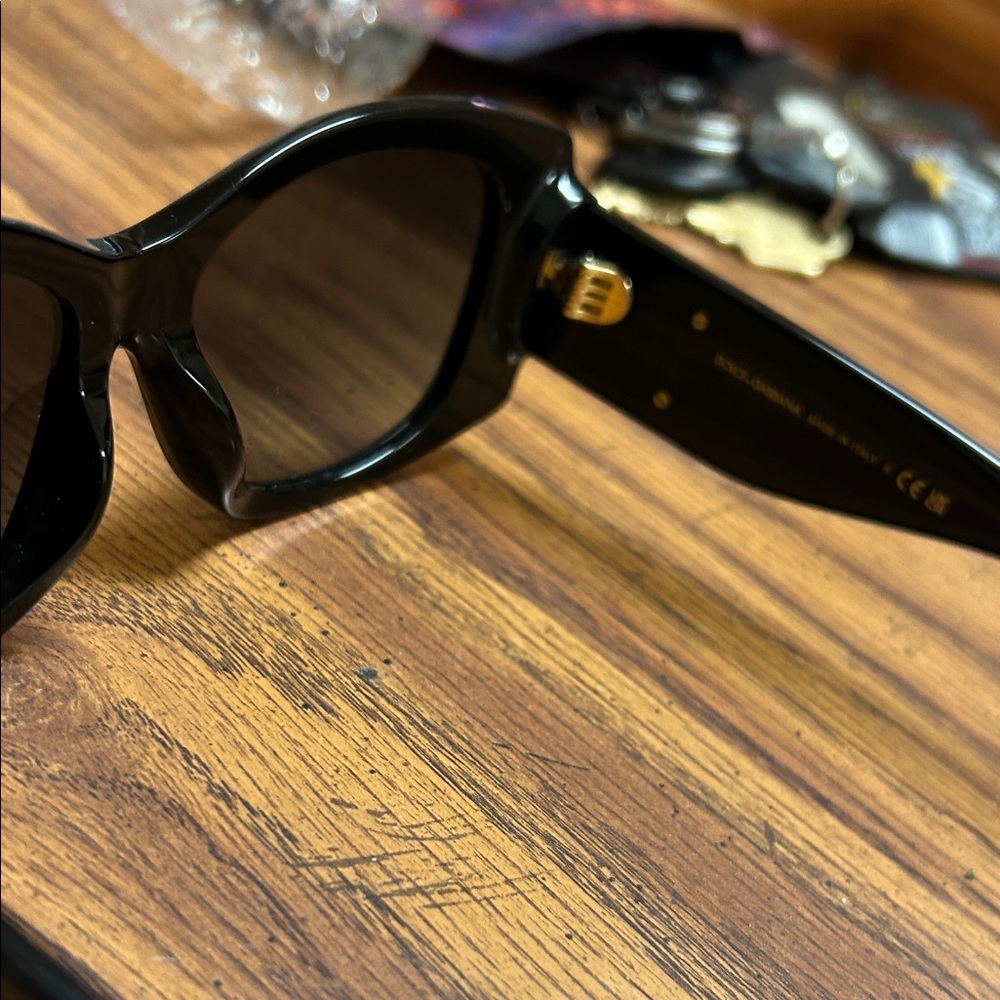 Dolce & Gabbana Black Sunglasses with Gold Accents - Picture 4 of 8